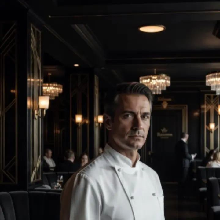 Elegáns kaszinó étterem vezető séfje, art deco környezetben